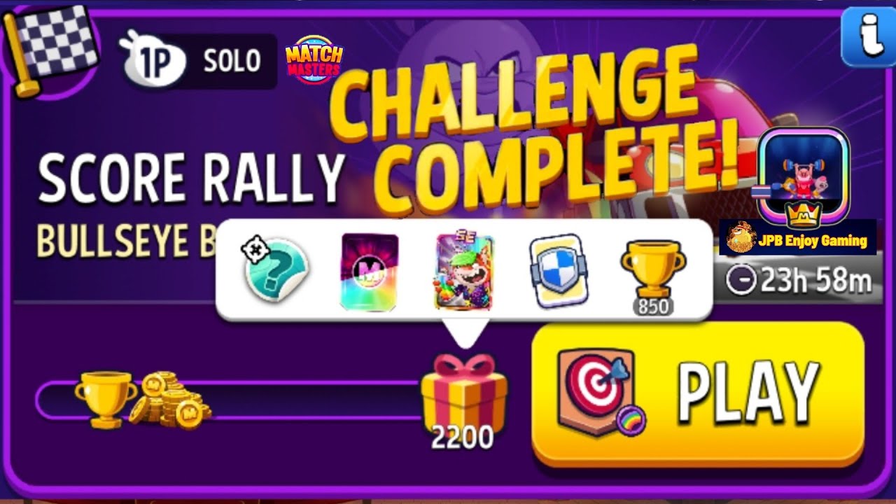 Bullseye Bash+Rainbow Match Masters/Solo Challenge Score Rally /2200 Score