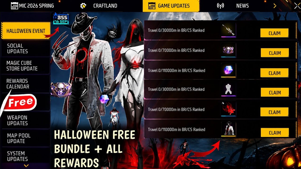 Halloween Free Bundle + All Rewards 🤯 The Unseen Event Free Rewards Free Fire | New Event Free Fire