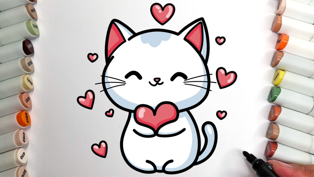Cum se Deseneaza o PISICA Cute Pas cu Pas