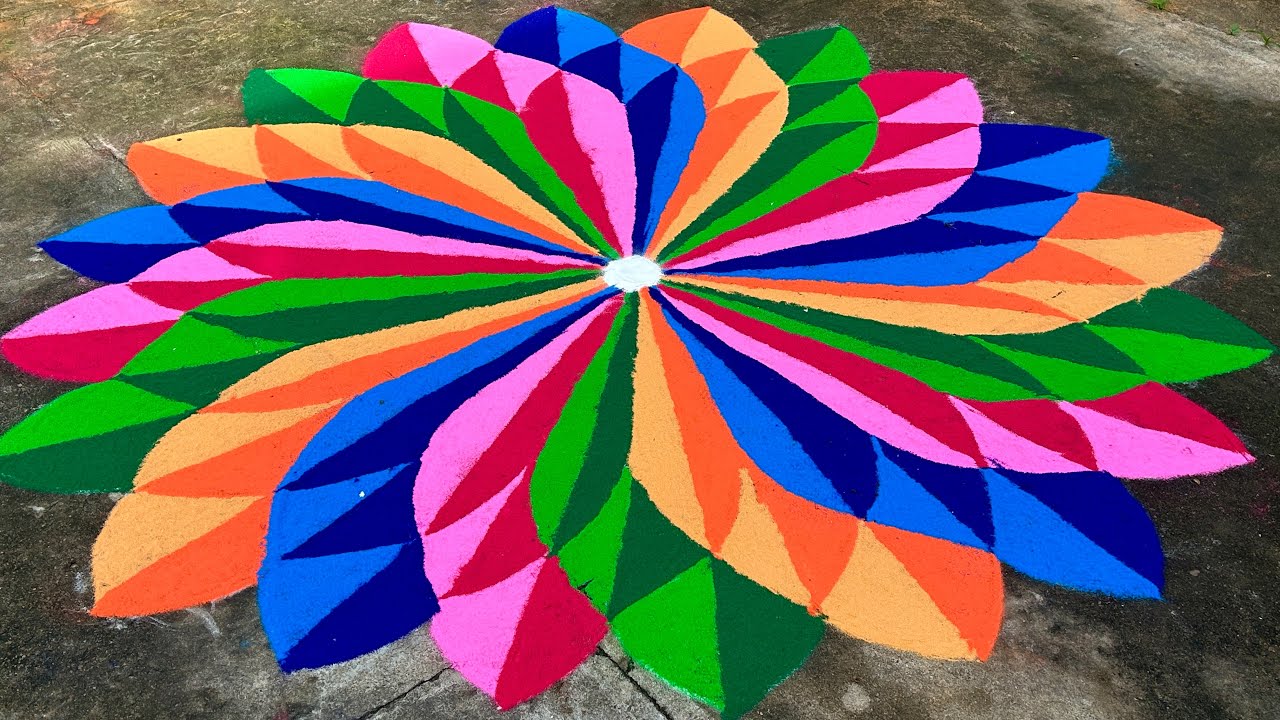 Easy & Simple 3D Colourful Rangoli For Diwali || Festival Rangoli | Trending Kolam || Diwali Muggulu