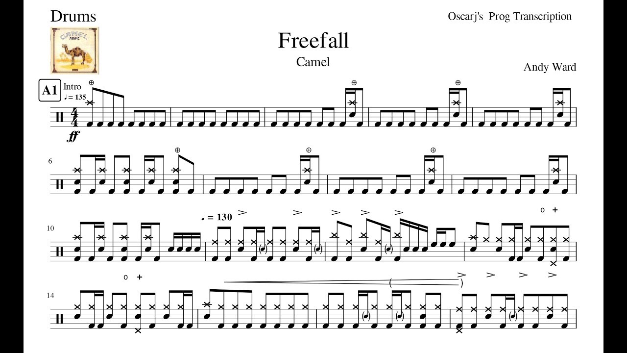 [PDT] Camel - Freefall Drum Transcription Sheet (Preview)