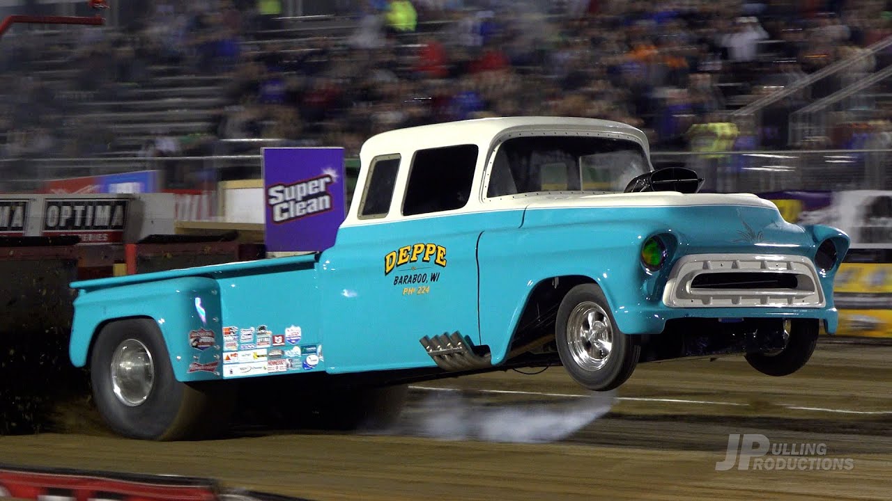 Super Modified 2wd Trucks pulling at the 2021 Hillsboro Charity Pull on Saturday night