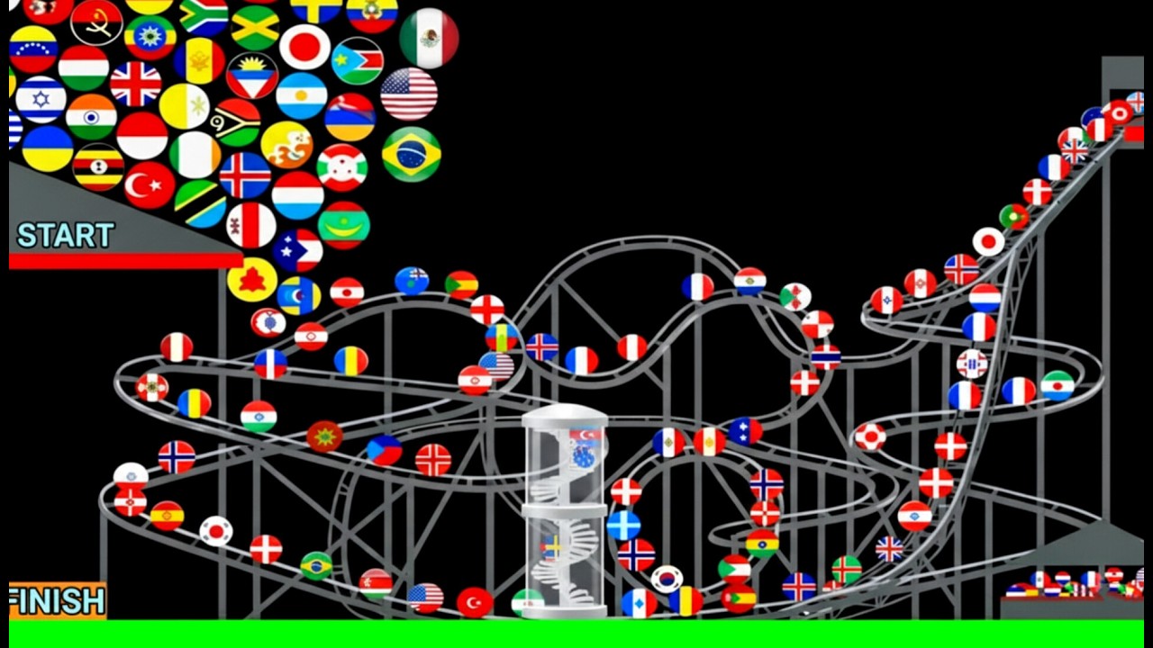 12 Pro Countries Marble Race In Algodoo