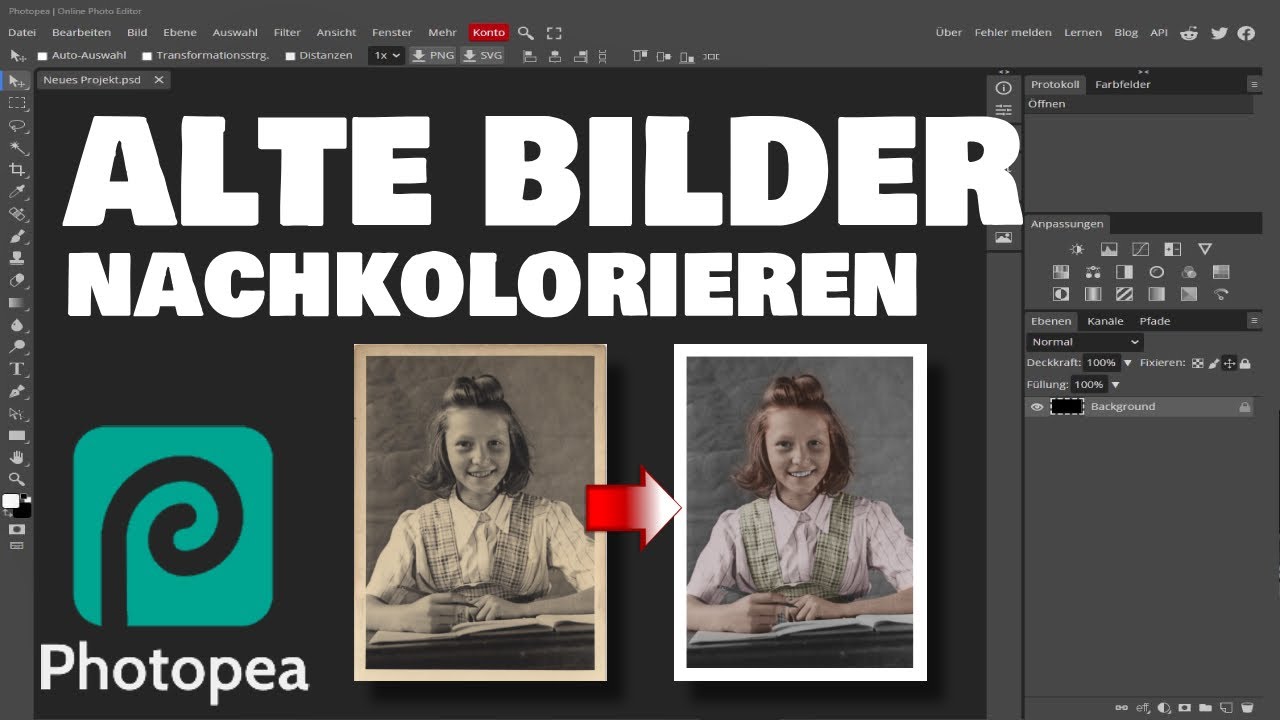 Photopea - Bilder nachkolorieren