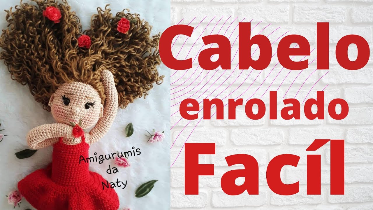 Cabelo cacheado rápido para bonecas amigurumi. Como enrolar e aplicar
