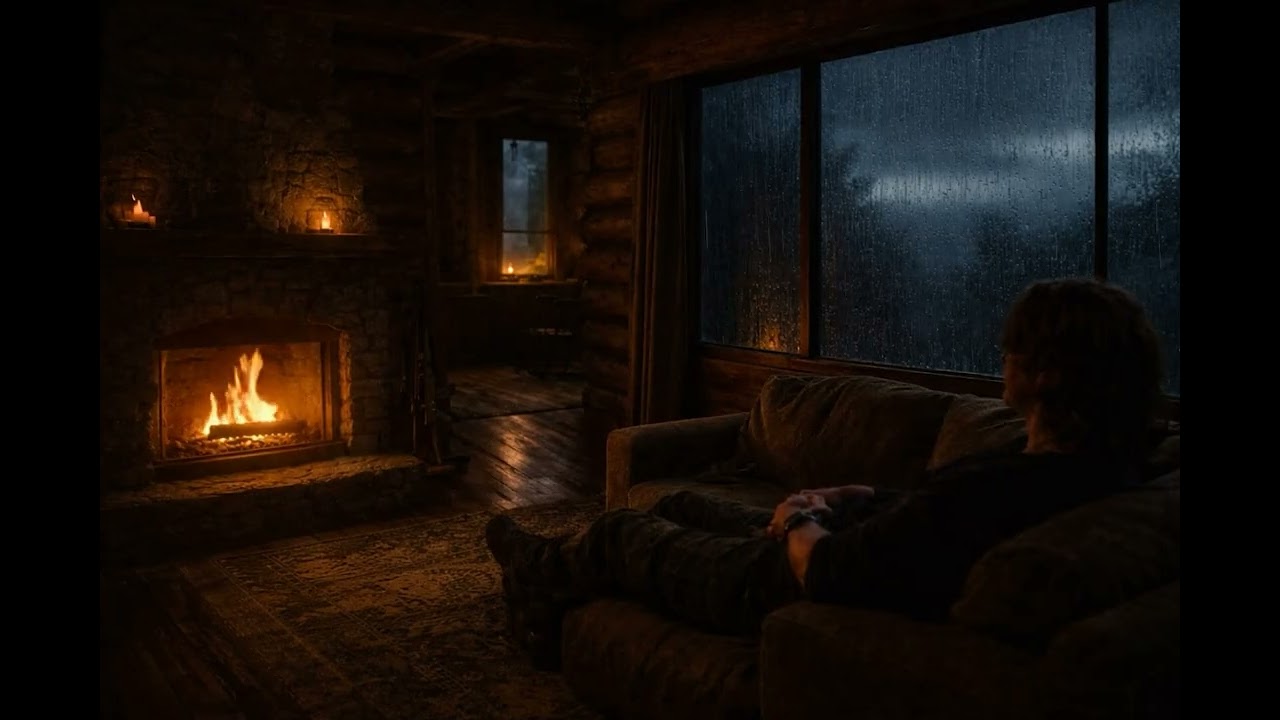 Relaxing Lofi Rain and fire, for sleep or study.