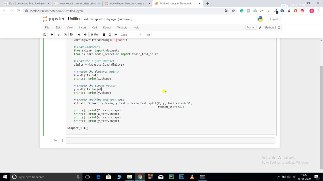 How to split data into train and test sets using sklearn in Python?