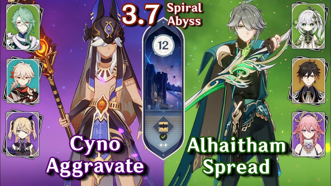 Spiral Abyss 3.7 - C0 Cyno Aggravate & C0 Alhaitham Spread | Floor 12 9 Stars | Genshin Impact