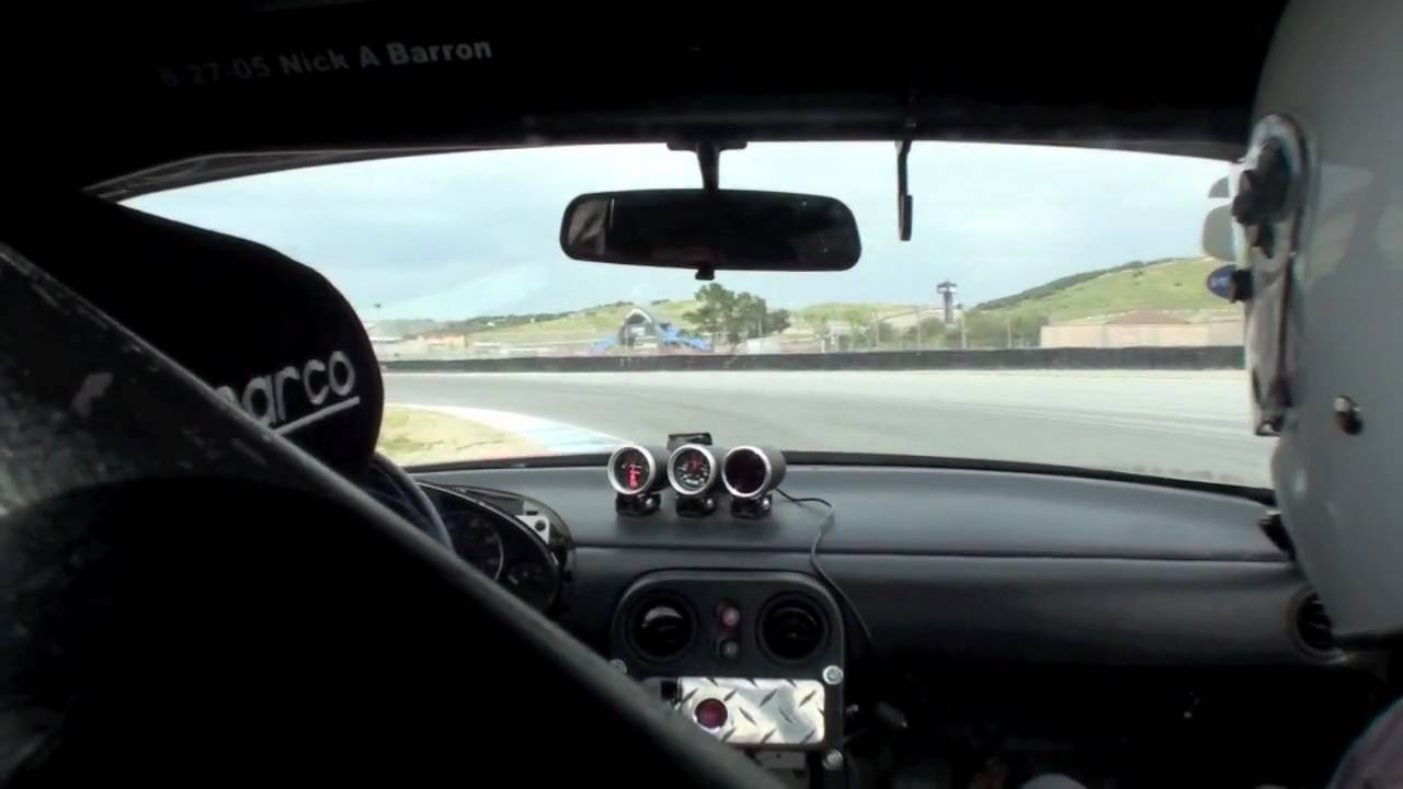 ABSURDflow turbo miata destroys 6-speed @ Laguna Seca
