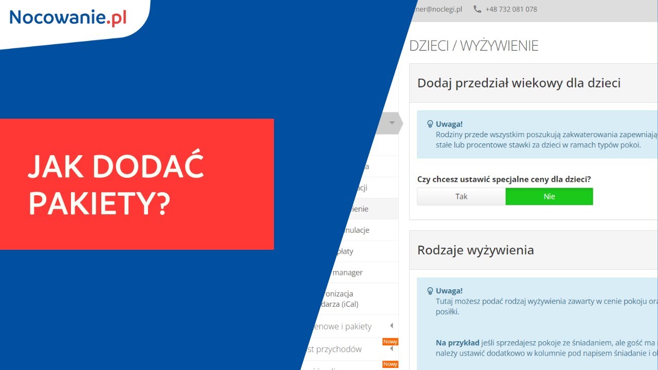 Jak dodać pakiety na Nocowanie.pl?