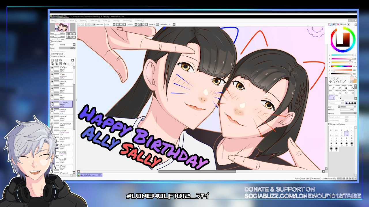 [Let's Colour] Happy Birthday Ally & Sally~ #アリサリ #AllySally #Lonewolf1012_ファイ @amerilyca
