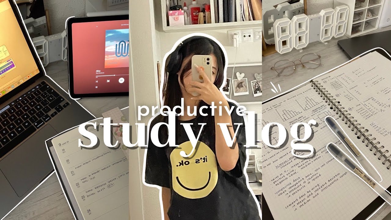 study vlog 💌 being productive, lots of studying, what I eat, rainy day | lin's journal.