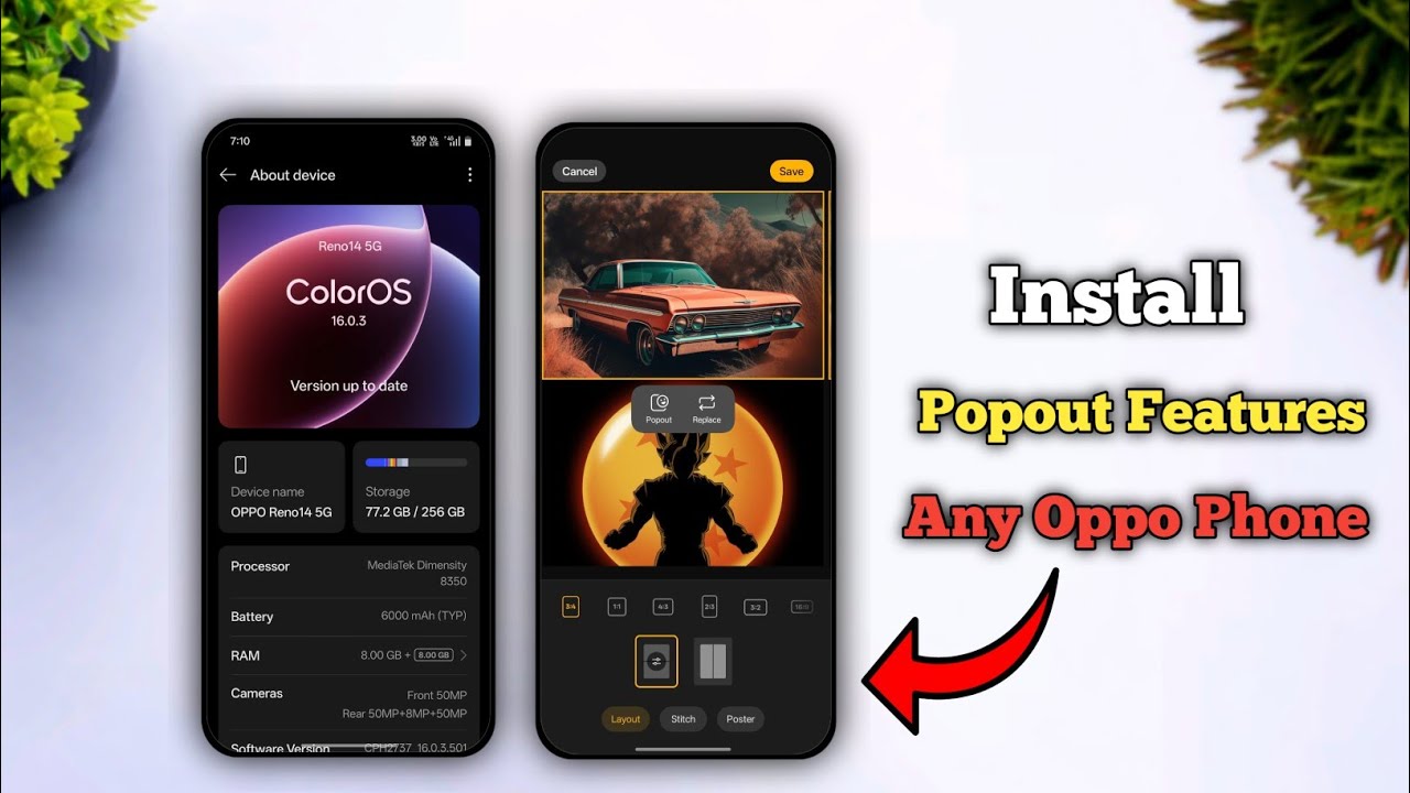 Install ColourOS 16 Features Popout Photo For Oppo Phone ⚡🔥 | Popout Features Install Oppo Reno 14