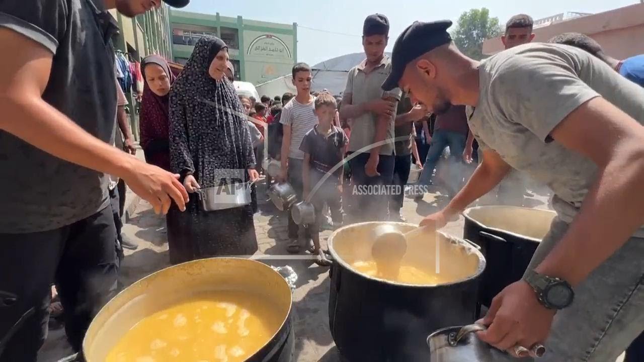 Palestinians queue up at soup kitchen in Gaza City as many fear more desperate times ahead