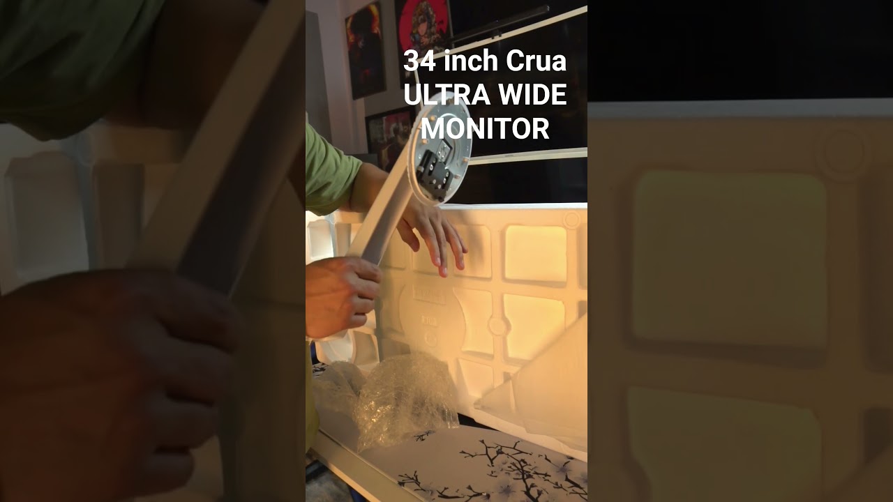 unboxing the 34inch ultra wide monitor by Crua. got it for $240 on Amazon! 165hz 1440p