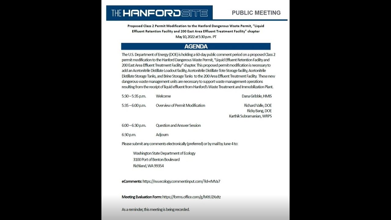 LERF ETF Distillate and Brine Storage Tanks and Distillate Loadout Public Meeting 5-20-2022