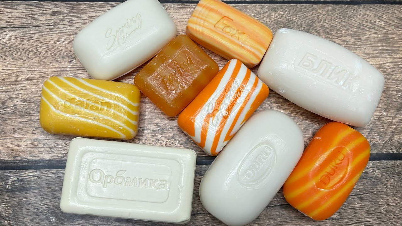 ASMR soap/ Dry soap cutting 🧡🤍/ Резка сухого мыла 