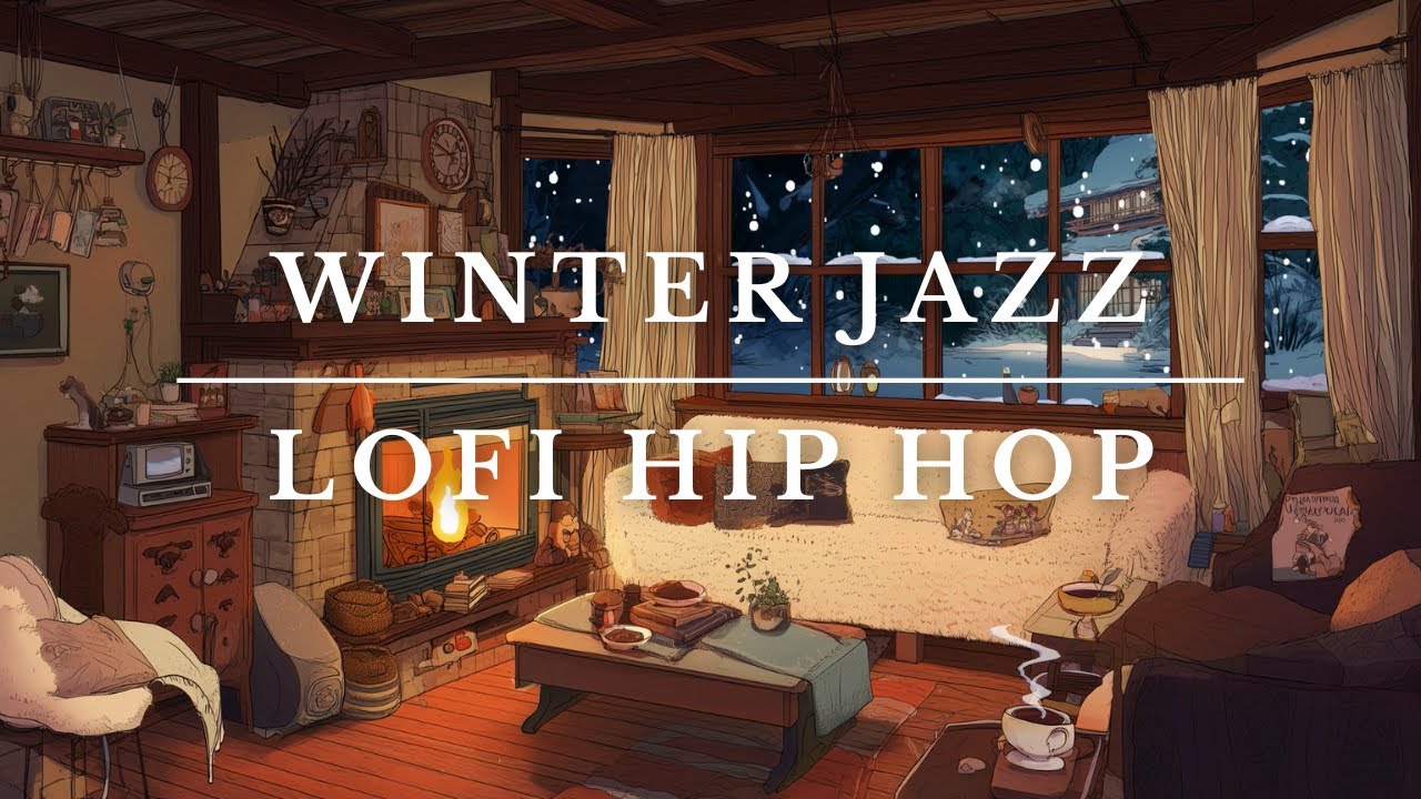 Winter Cabin Lofi Jazz ❄️ Smooth Jazz and Lofi HipHop Beats with Fireplace | Focus, Relax, Study
