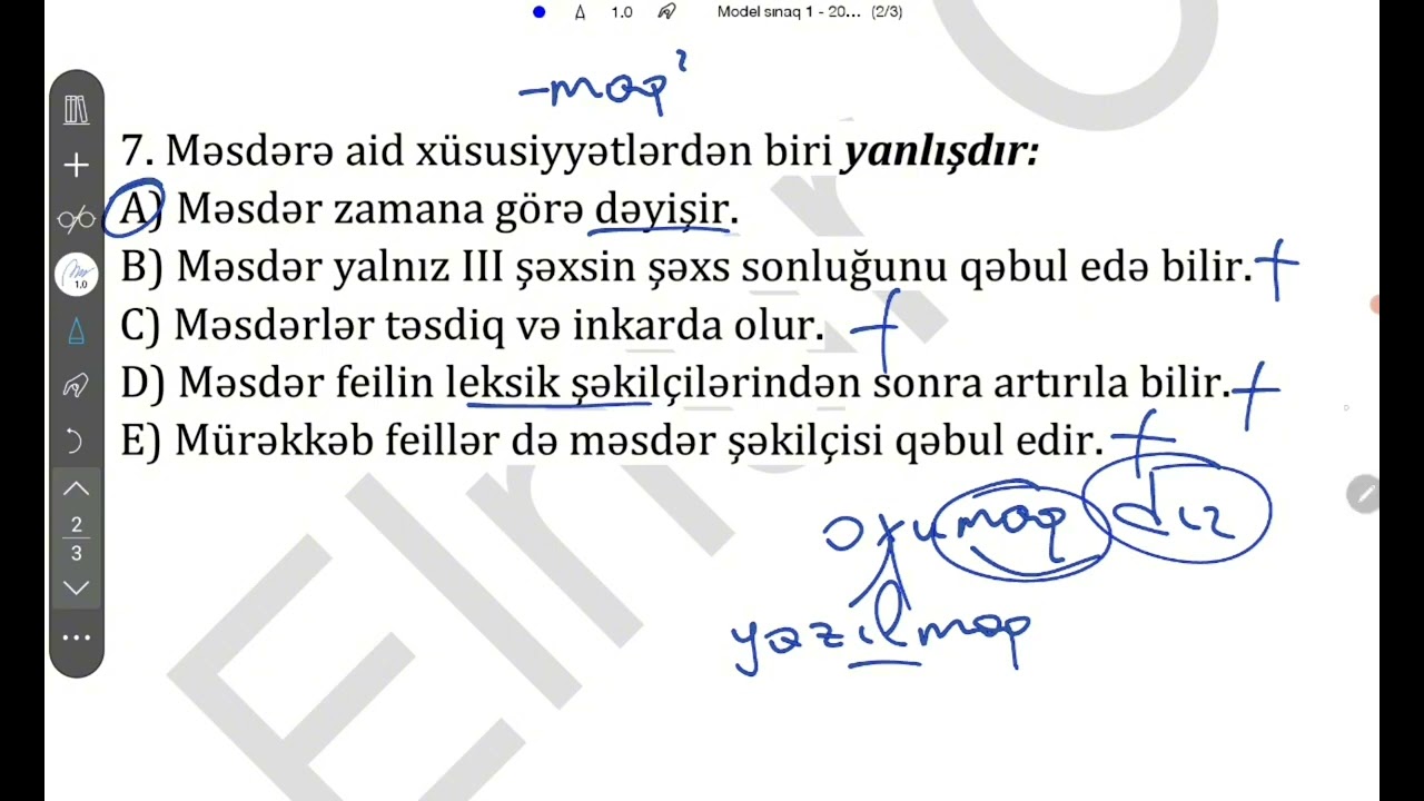 İbtidai Azərbaycan dili / Ümumi sınaq 1 / MİQ 2024 imtahan nümunəsi - Elnur Camallı.