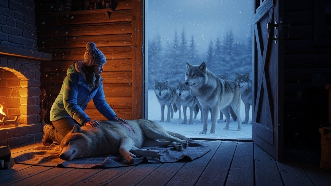 Elle abrite un loup en pleine nuit : à l’aube, 35 loups surgissent devant chez elle