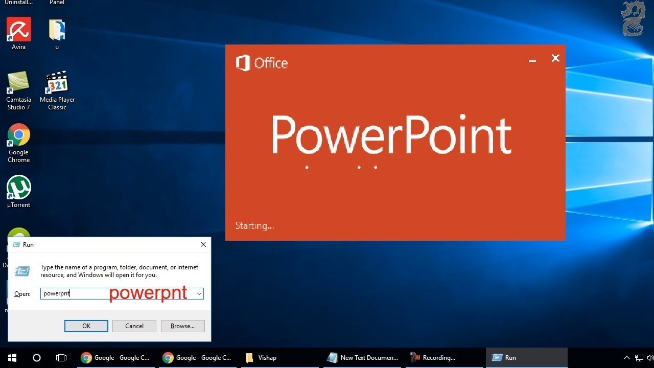 How to open Powerpoint using run command