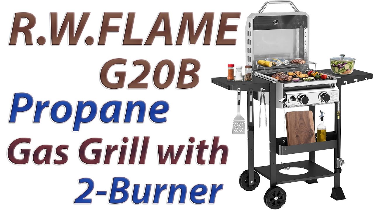 R.W.FLAME G20B Propane Gas Grill with 2-Burner | Stainless Steel Outdoor BBQ Grill
