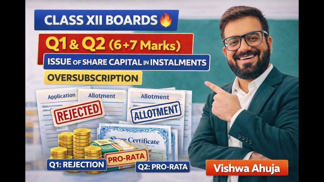 Class XII Boards🔥Q1 & Q2 Issue of Shares | Instalments | Oversubscription | Rejection vs Pro Rata