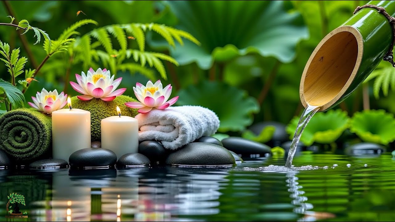 Relaxing Sleep Music with Bamboo Water Sound🌿Deep Healing and Meditation Music Relax Mind Body, Spa