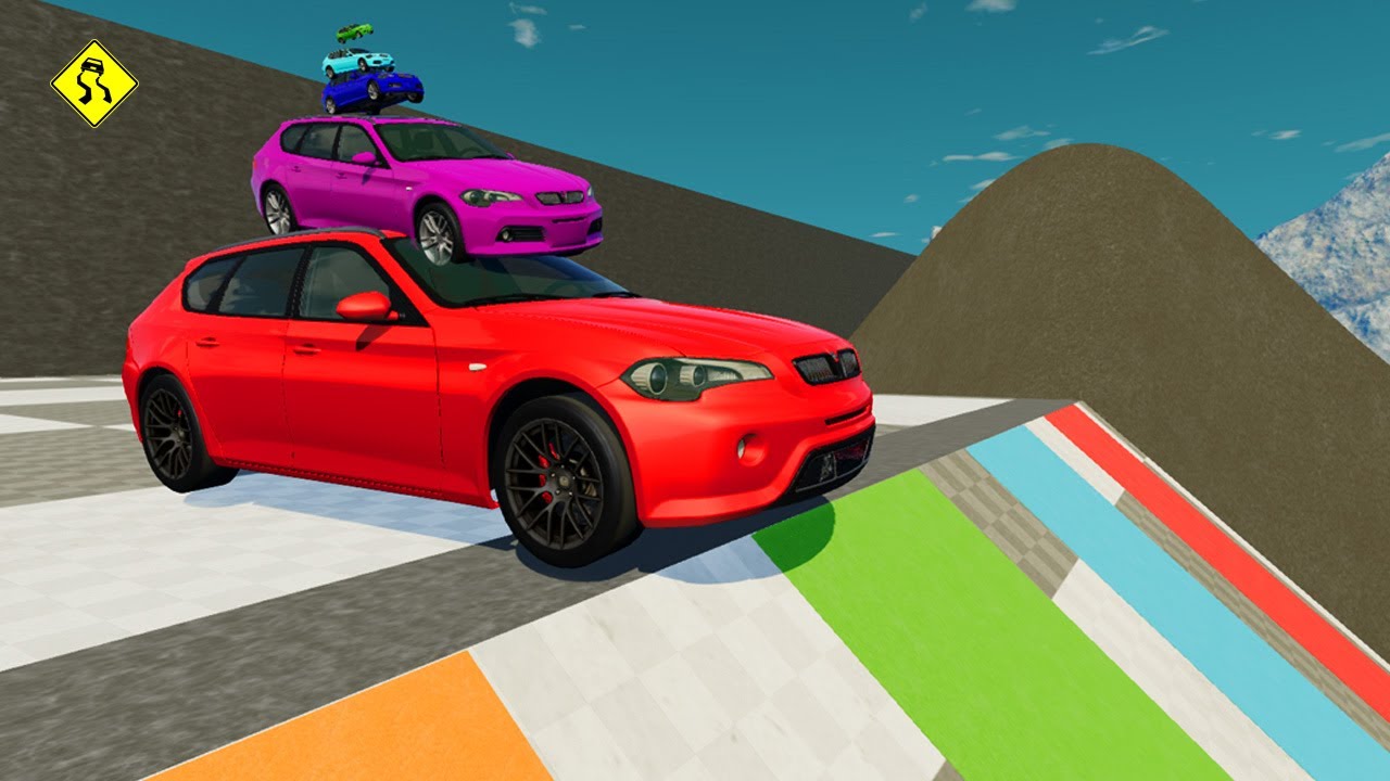 Small to Giant Cars VS Giant Ramps | beamng drive crashes