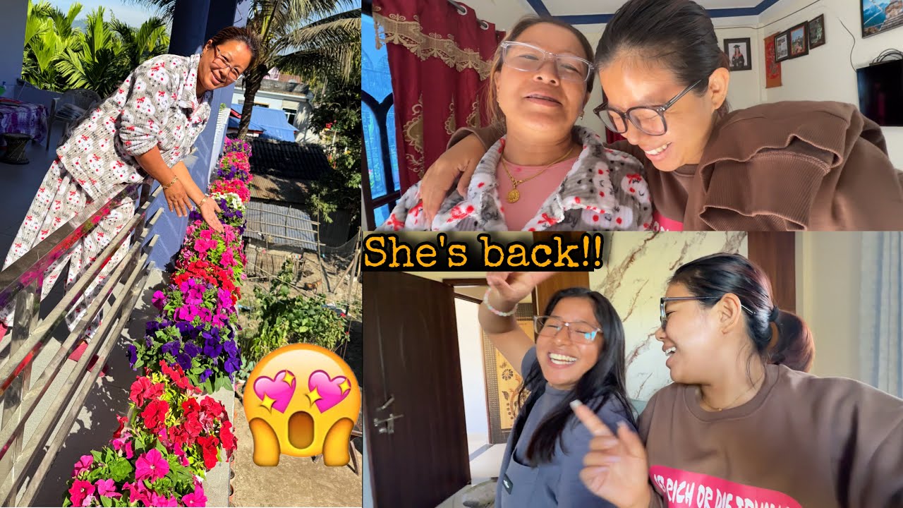 FLOWERS AT HOME😍🏡MERO MOMMY LAI SAMET PO BLOCK RE😂KURA KURAMAI 😂MAILA IS BACK😍