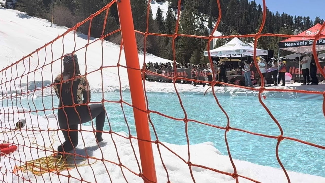 Pond skim at Heavenly Ski Resort on Saturday, April 12, 2025. #springskiing #tahoe #usa