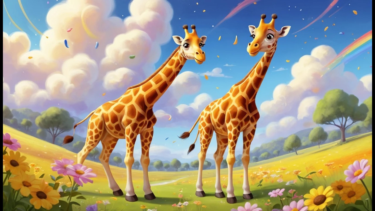 Giraffe lernt Wolken malen 🦒☁️ | Kreatives Kinderlied & Malen Lernen