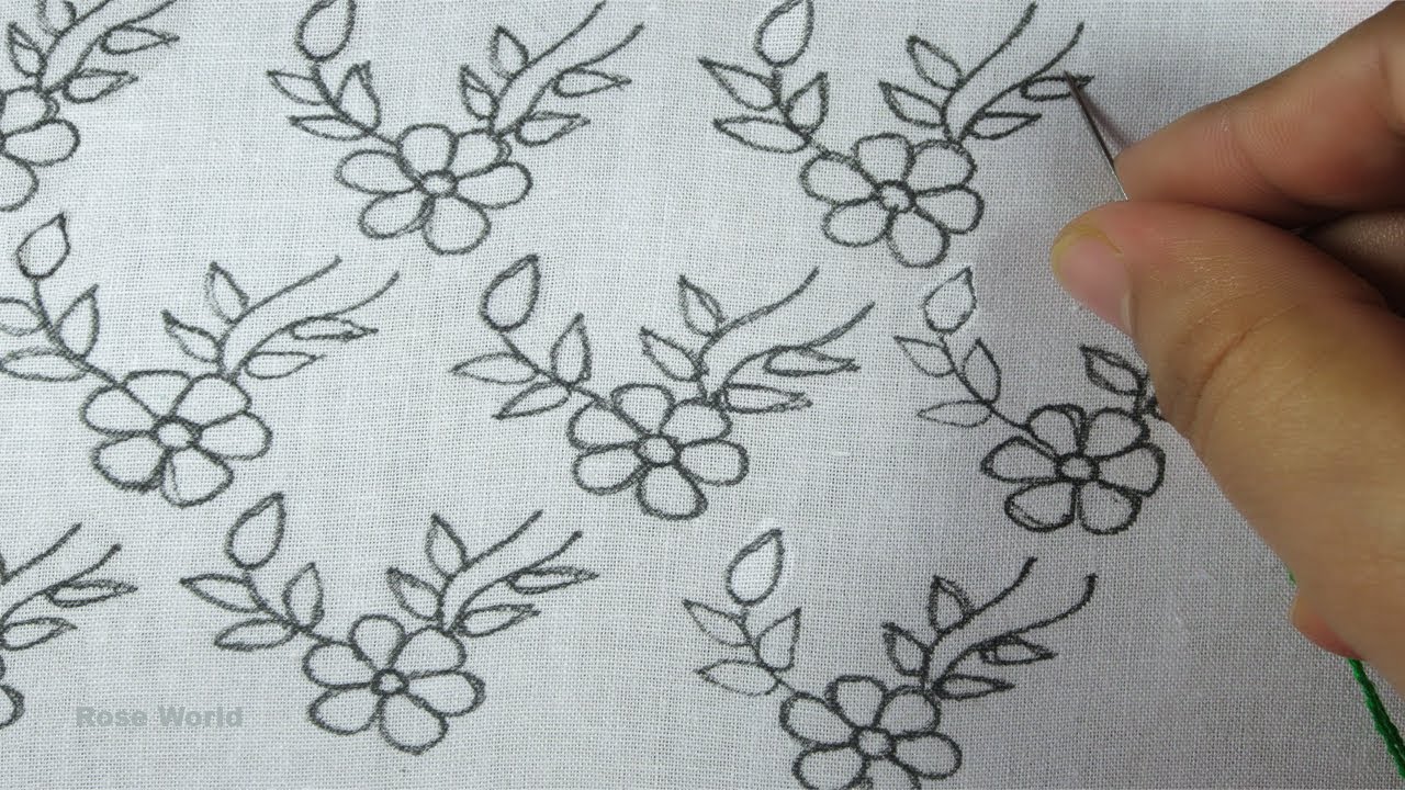 New hand embroidery easy all over design by Rose World