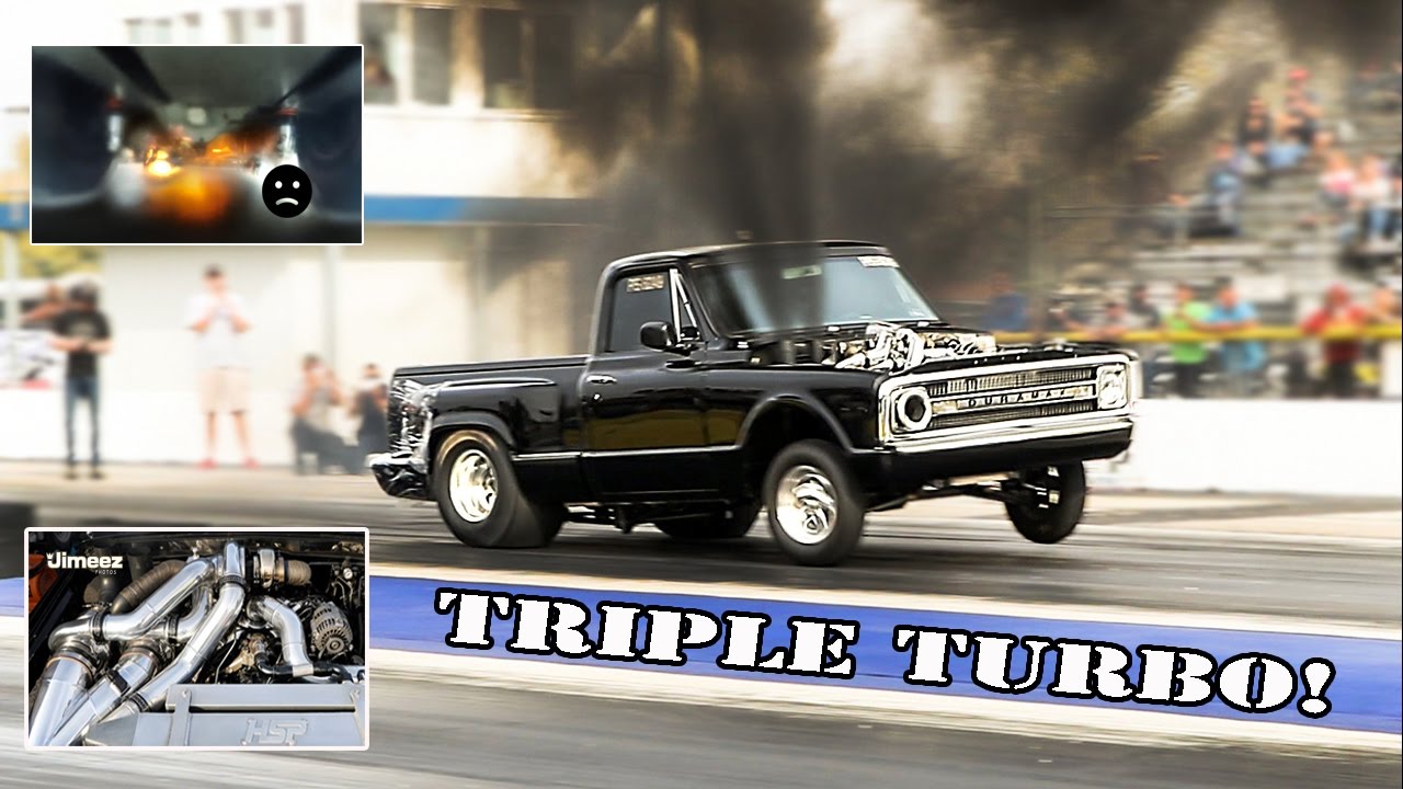 FUEL FIRE! TRIPLE TURBO DURAMAX! 8.47@165MPH TRACK DIESEL RECORD! STREET LEGAL!  BYRON!