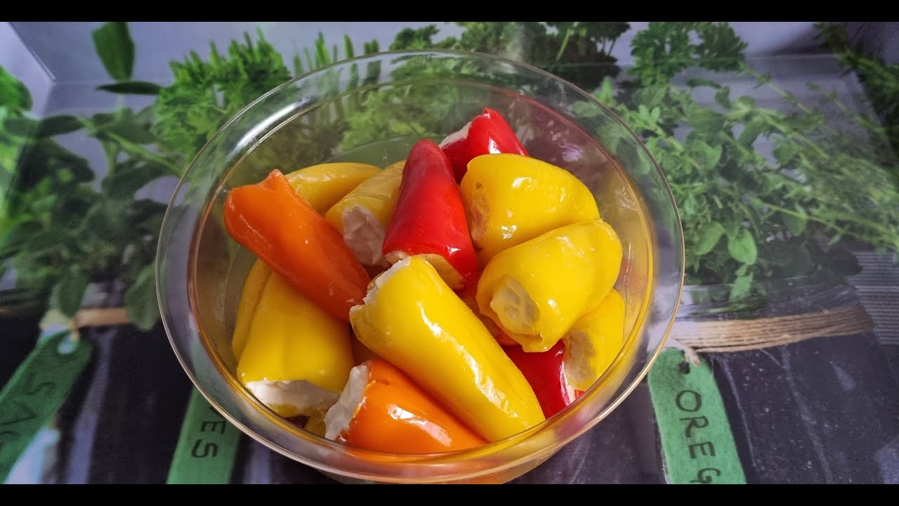 Мини перчики с вкусной чесночной начинкой!