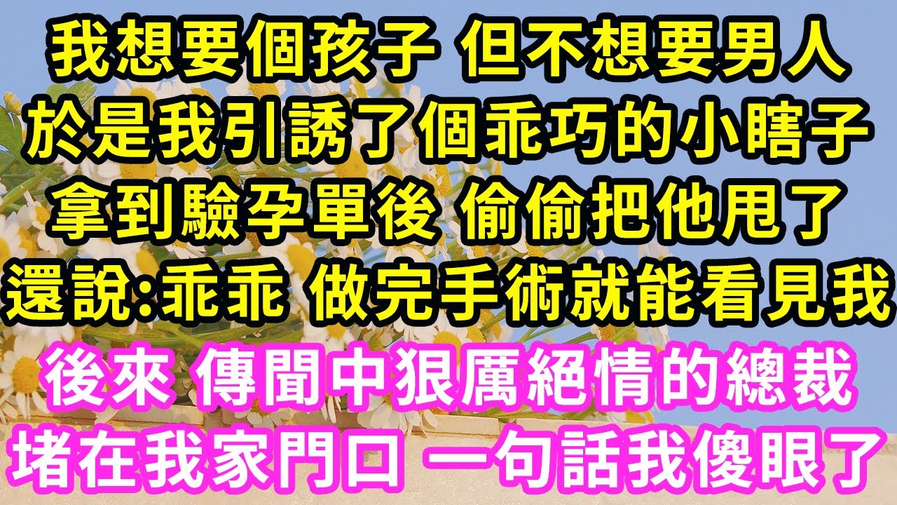 我想要個孩子 但不想要男人,於是我引誘了個乖巧的小瞎子,拿到驗孕單後 偷偷把他甩了,還說:乖乖 做完手術就能看見我,後來 傳聞中狠厲絕情的總裁,堵在我家門口 一句話我傻眼了#甜寵#灰姑娘#霸道總裁