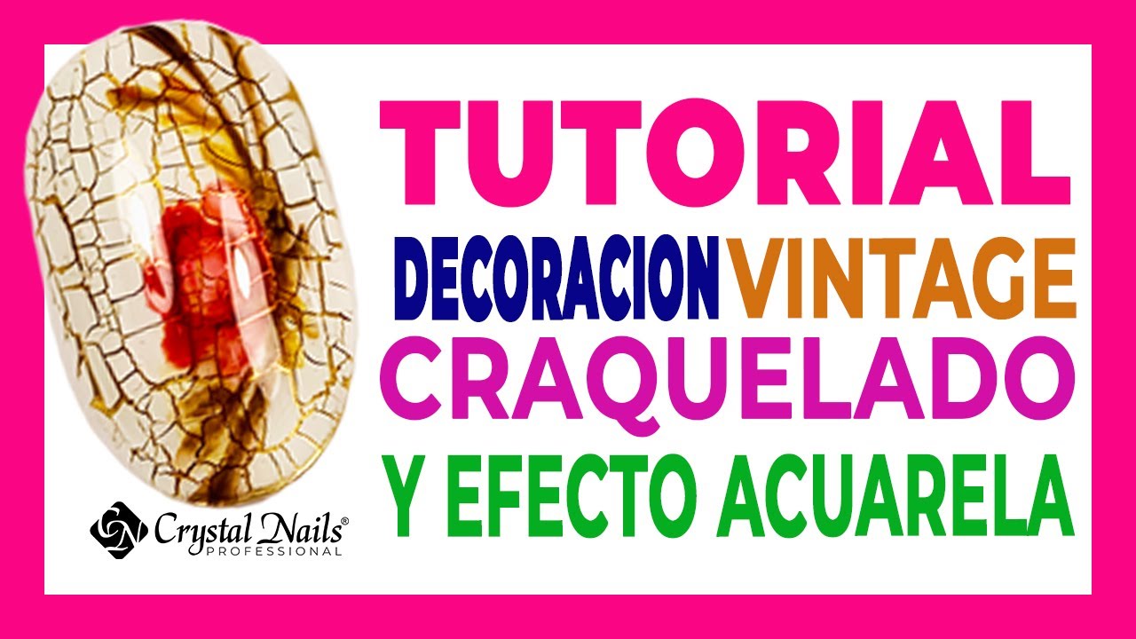 TUTORIAL DECORACION UÑAS VINTAGE 😍💅🏻 CRAQUELADO Y EFECTO ACUARELA 🌺🌺