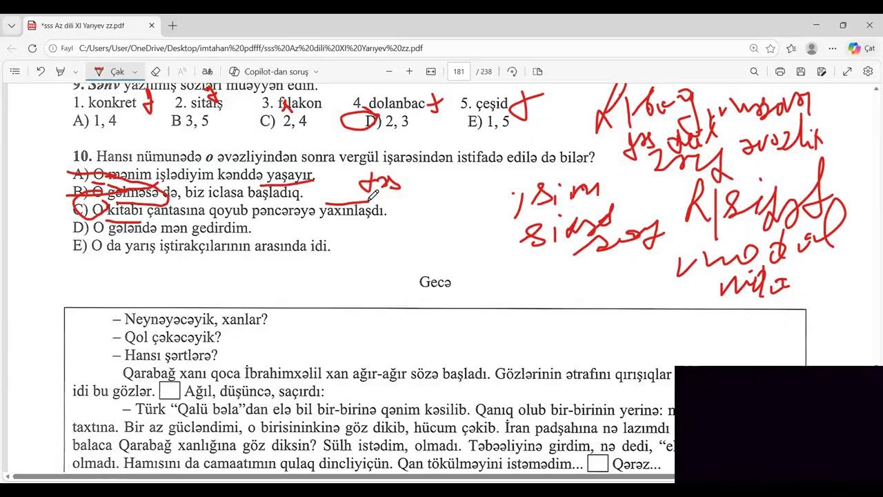 BURAXILIŞ 2026  Azərbaycan Dili I Test izahı ( Canlı )