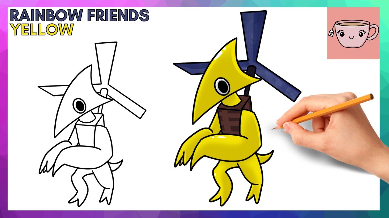 How To Draw Yellow - Rainbow Friends Chapter 2 | Easy Step By Step Drawing Tutorial