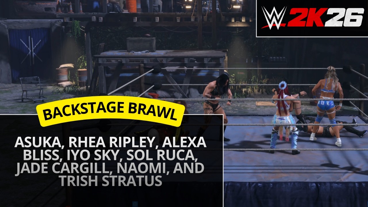 WWE 2K26 – Rhea Ripley vs Asuka vs Alexa Bliss vs Iyo Sky vs Jade Cargill (Backstage Brawl)