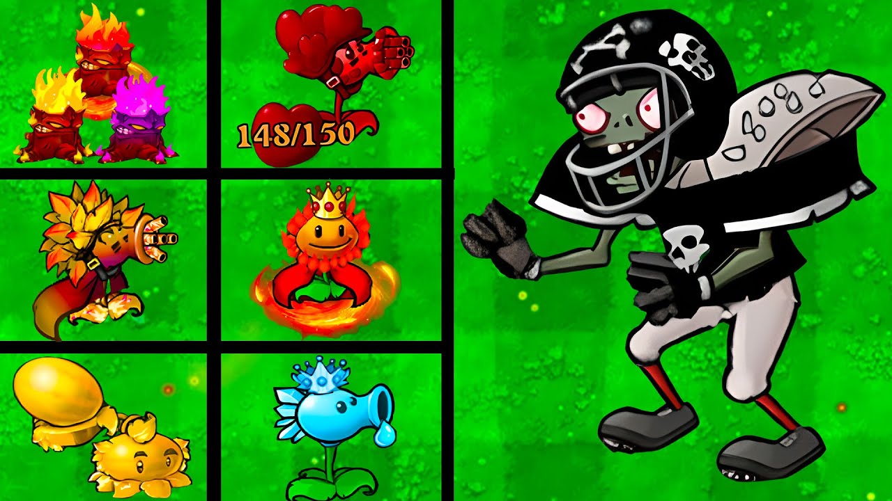 PVZ 1 Magical Hybrid - 3 PLANTS RANDOM vs 99 FOOTBALL ZOMBIES - Who Will Win?