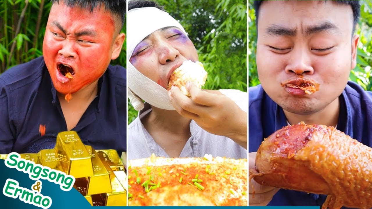 TikTok Острая еда Китайская кухня Мукбанг | Бараньи отбивные Жареная рыба | Смешное видео