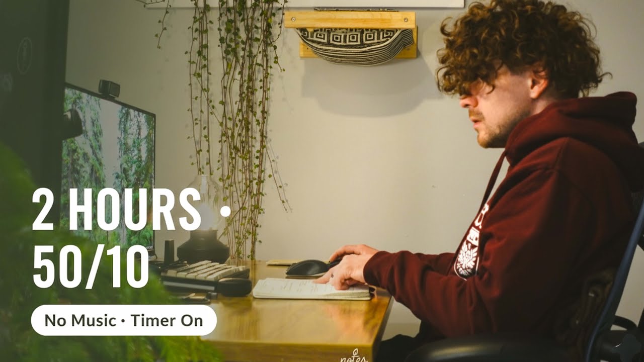 LIVE Study With Me — 2 HOURS — 50/10 Pomodoro (No Music) | Timer On, Quiet Room