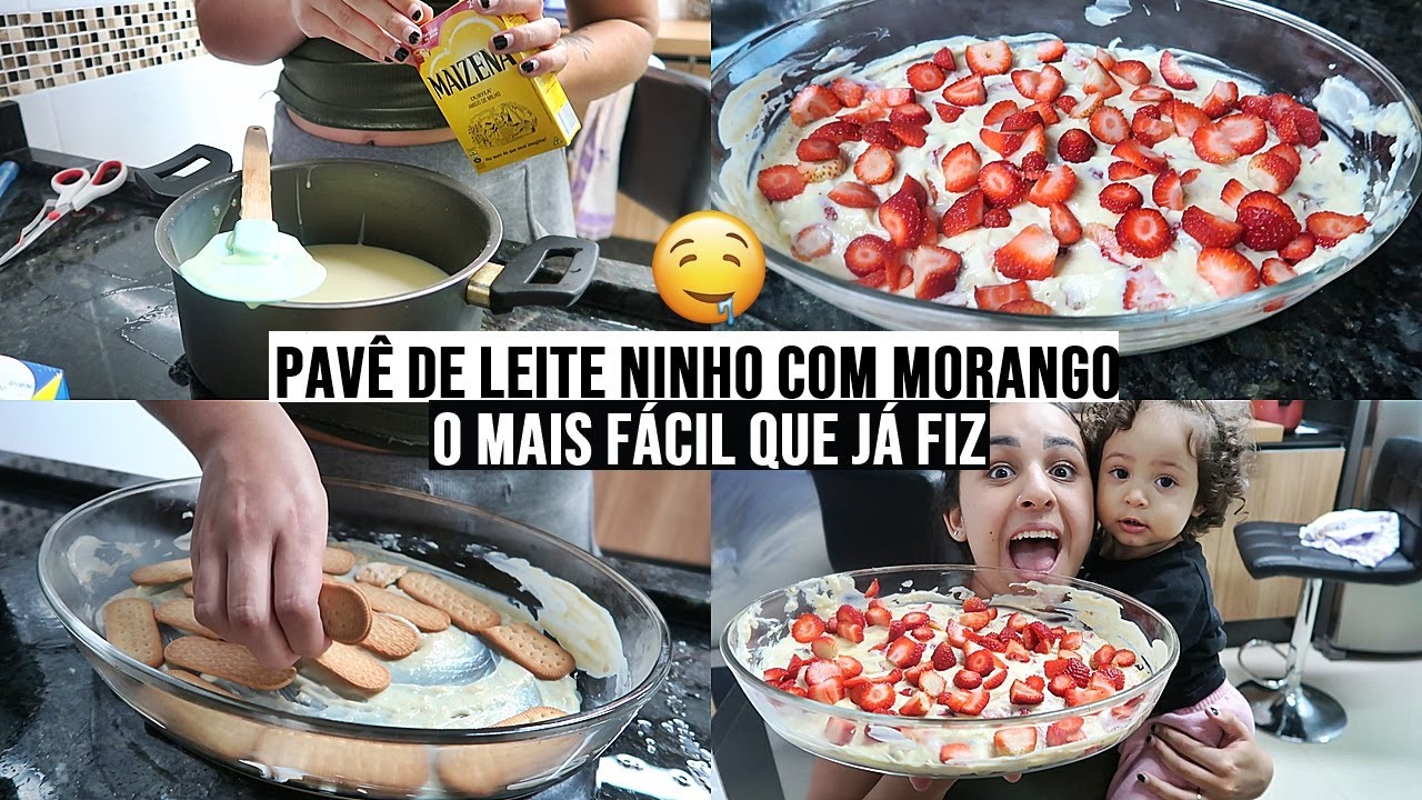 PAVÊ DE LEITE NINHO COM MORANGO | O melhor pavê que eu ja comi!
