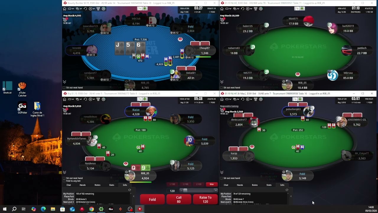De 1 a 100 Dolares Jogando Poker Online no Pokerstars 76º a 84º Torneio