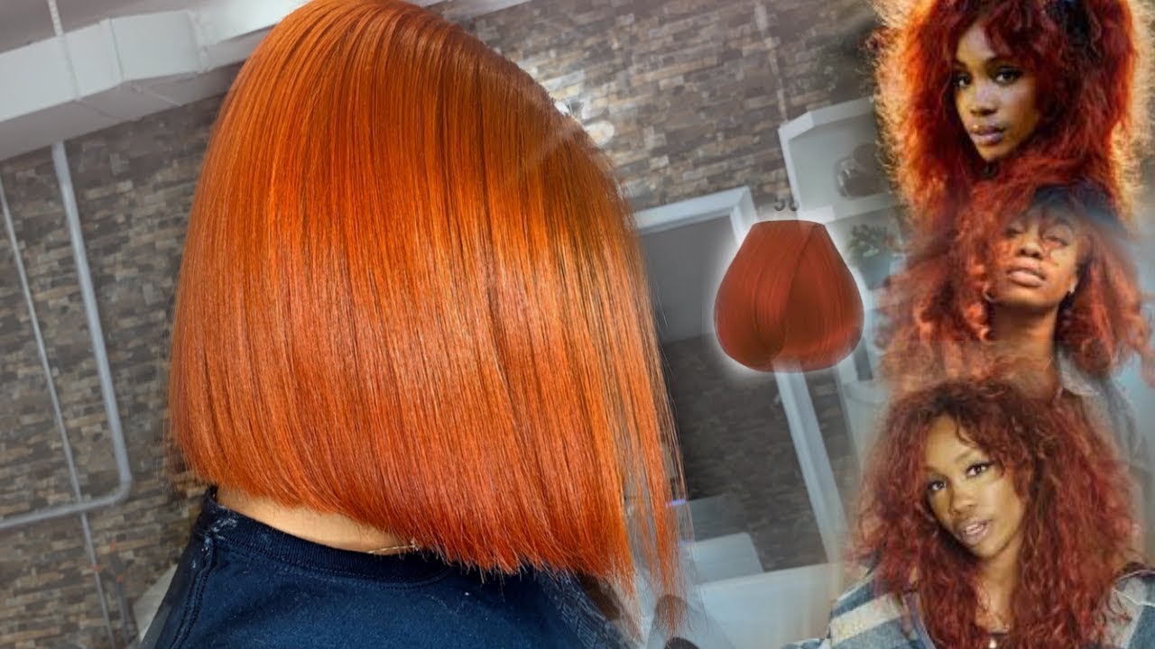 SZA INSPIRED GINGER/RED HAIR COLOR, HAIRCUT PLUS  SILK PRESS