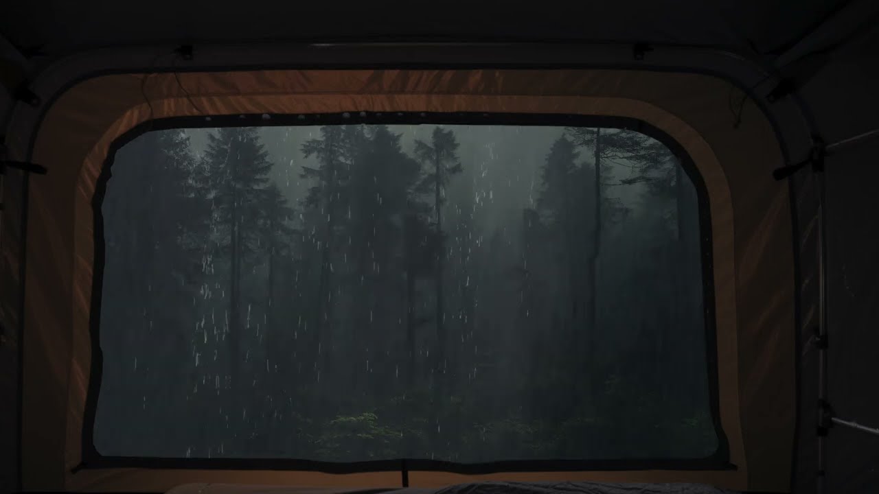 Torrential Rain in the Camping Day - Rain on Tent Sounds | ASMR Heavy Rain for Relaxation, Sleeping