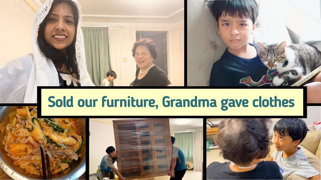 We started selling our stuff│Grandma gave home made food and snacks│Cat adopted us