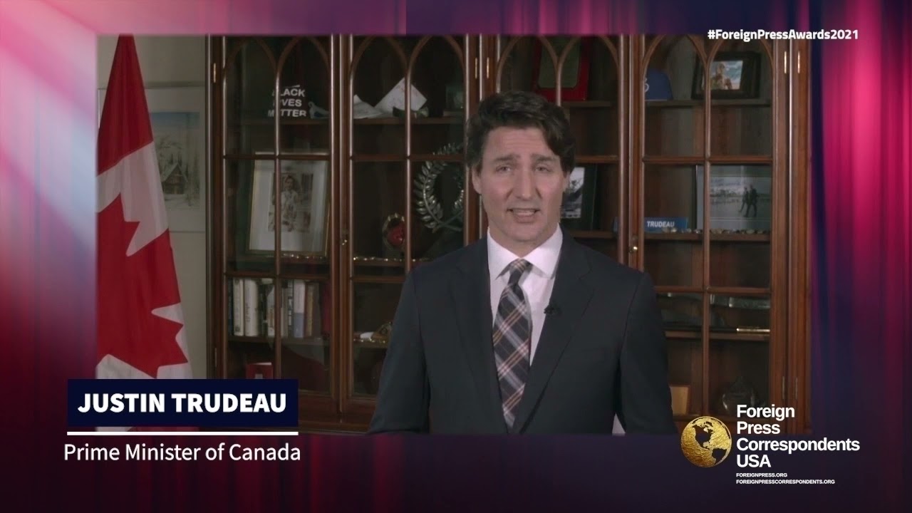 Prime Minister Justin Trudeau speaks at the Association of Foreign Press Correspondents (AFPC-USA)