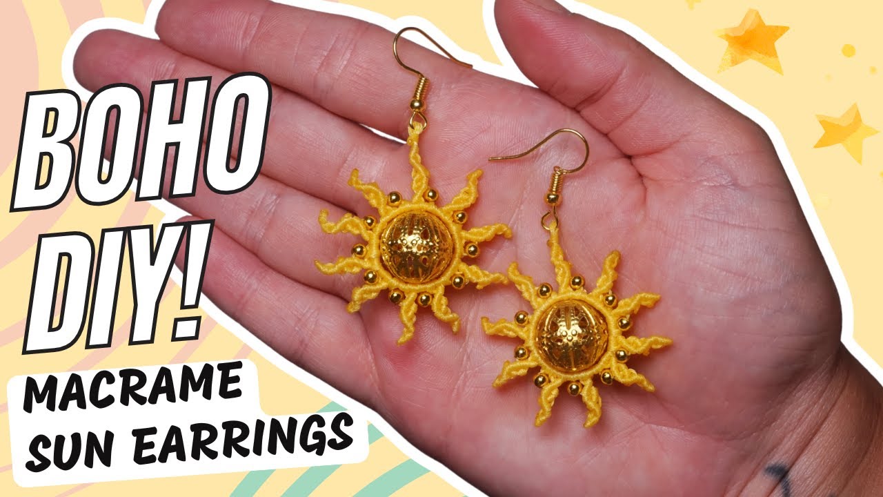 How To Make Macrame Sun Earrings - Easy Micro Macrame Tutorial! ☀️